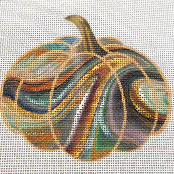 Earth Rock Geode Pumpkin Needlepoint Canvas