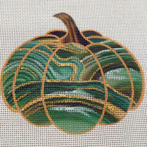 Emerald Geode Pumpkin Needlepoint Canvas