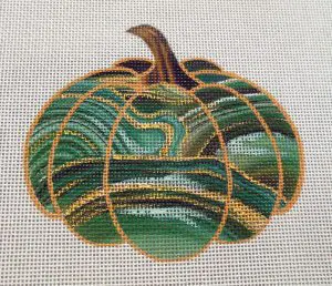 Emerald Geode Pumpkin Needlepoint Canvas