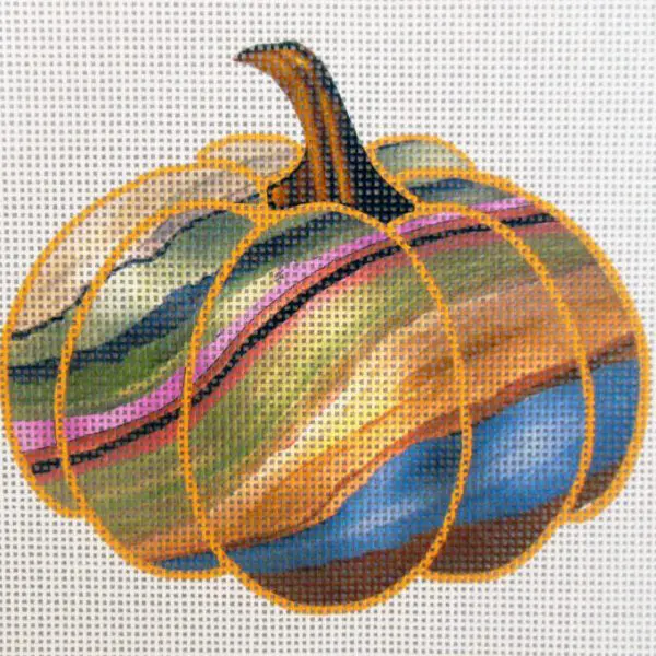 River Rock Geode Pumpkin Needlepoint Canvas