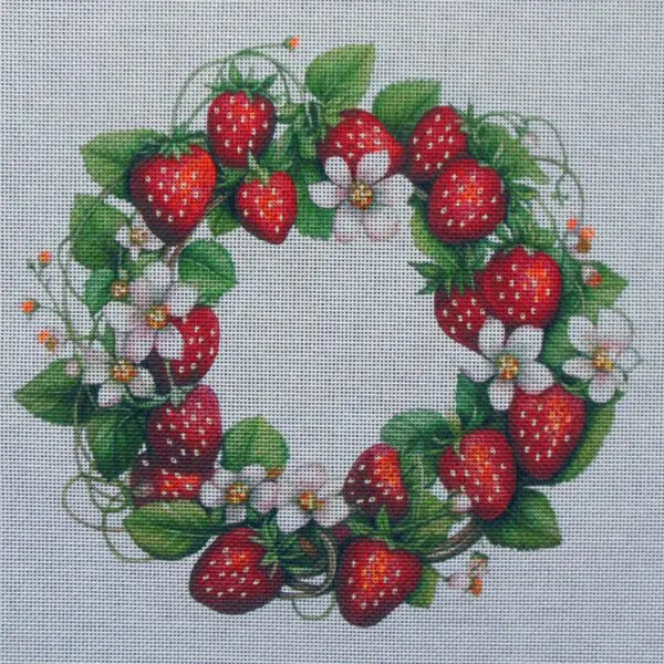 Strawberry Wreath Needlepoint Canvas