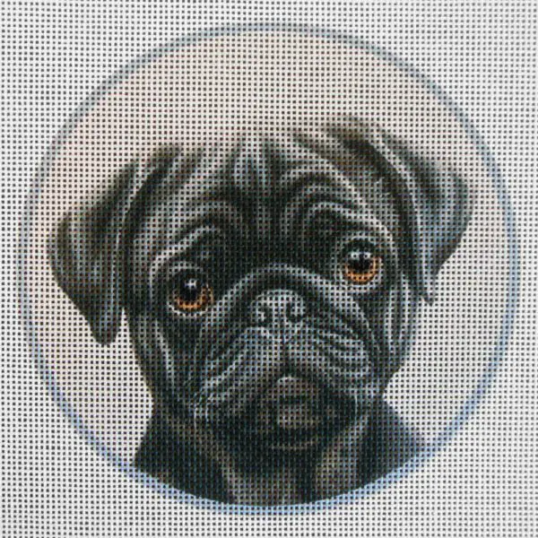 Black Pug Needlepoint Canvas