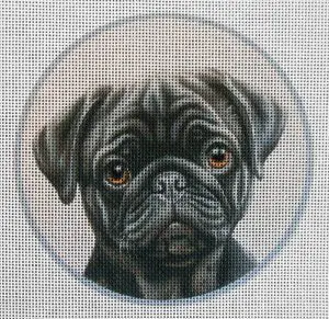 Black Pug Needlepoint Canvas