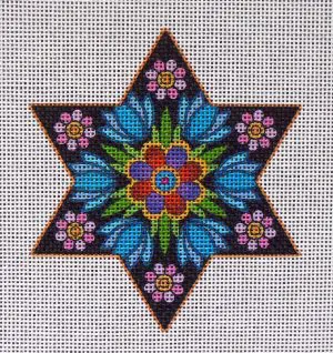 Floral Star of David Needlepoint Canvas