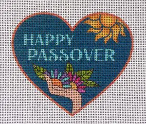 Happy Passover Heart Needlepoint Canvas