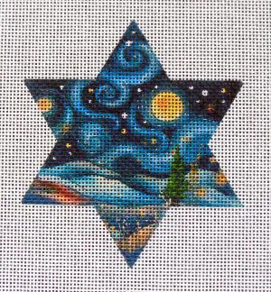 Starry Night Star of David Needlepoint Canvas