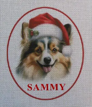 Austrailian Shepherd (Name Optional) Needlepoint Canvas