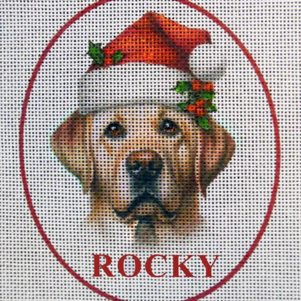 Yellow Labrador (Name Optional) Needlepoint Canvas