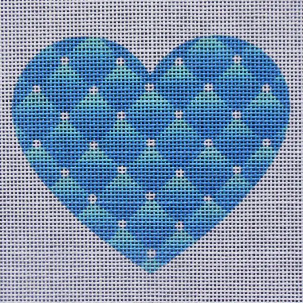 Blue Quilt Heart Needlepoint Canvas