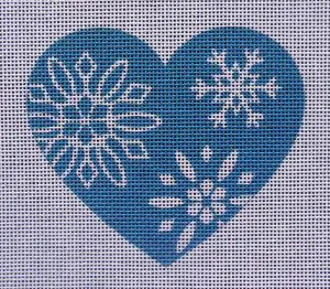 I Love Snow Heart Needlepoint Canvas