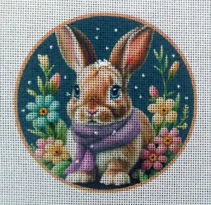 Snow Globe Bunny Needlepoint Canvas