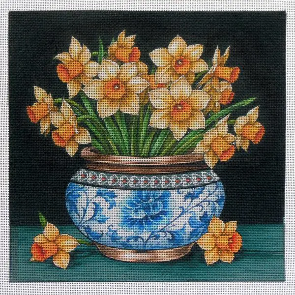 Chinoiserie Daffodils Needlepoint Canvas
