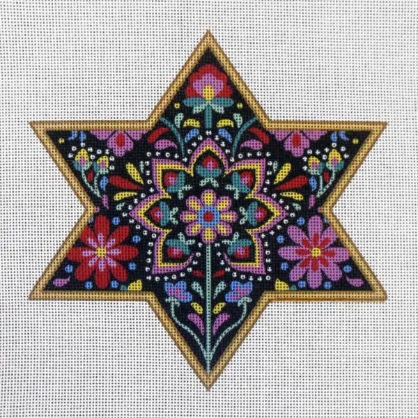 6.5" Folk Art Star of David Needlepoint Canvas