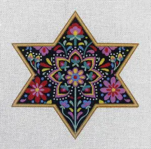 6.5" Folk Art Star of David Needlepoint Canvas
