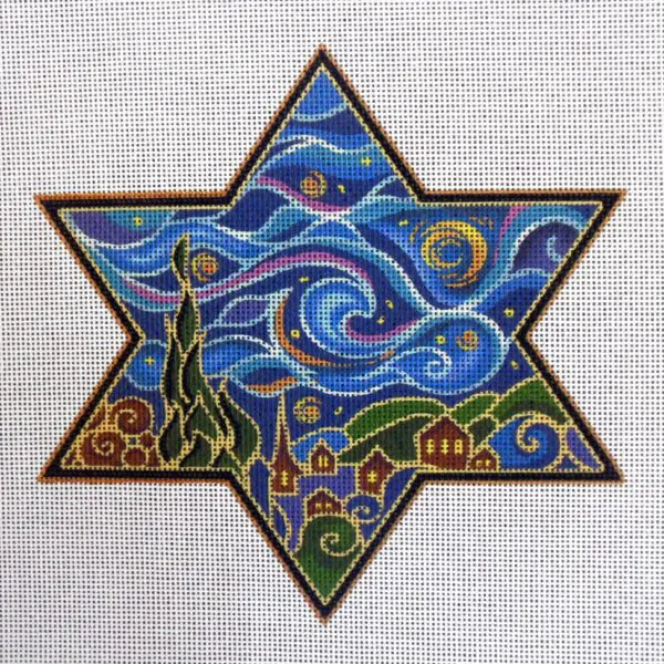 6.5" Starry Night Star of David Needlepoint Canvas