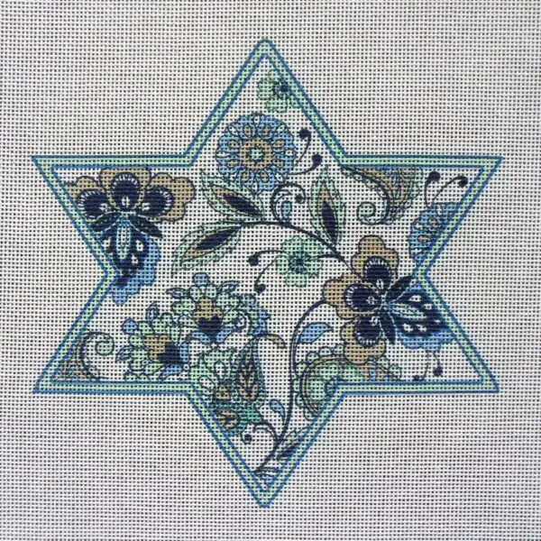 6.5" Chinoiserie Star of David Needlepoint Canvas