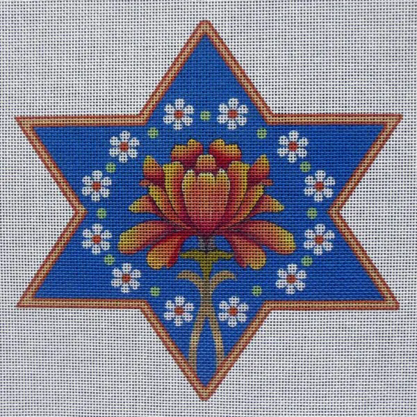 6.5" Peony Star of David Needlepoint Canvas