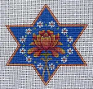 6.5" Peony Star of David Needlepoint Canvas
