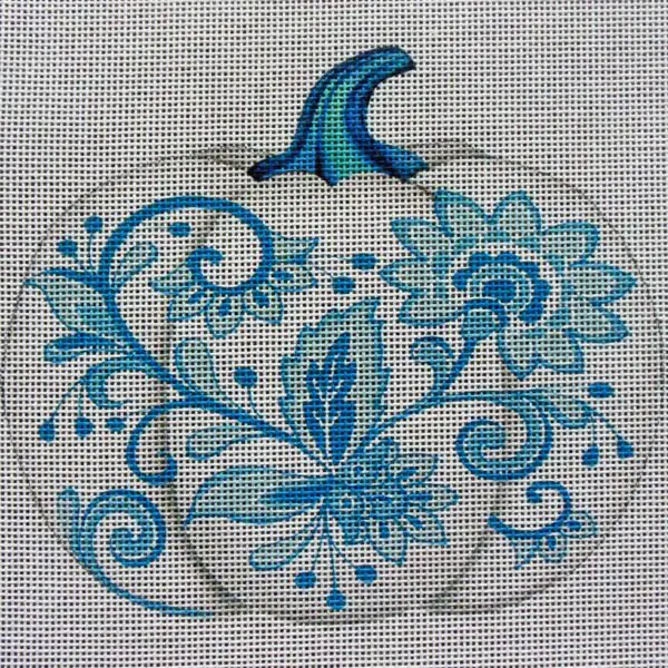 Delft Blue Pumpkin Needlepoint Canvas