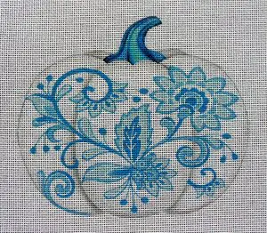 Delft Blue Pumpkin Needlepoint Canvas