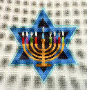 Menorah Star of David Needlepoint Canvas