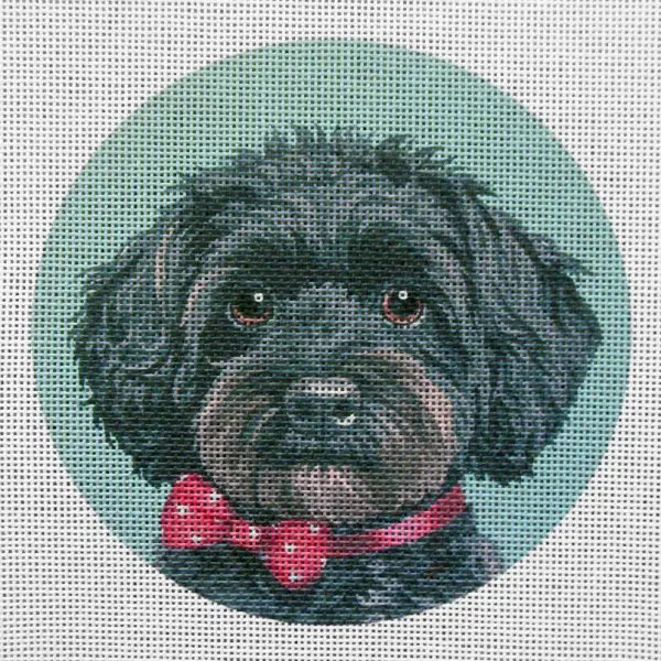 Black Yorkiepoo Needlepoint Canvas