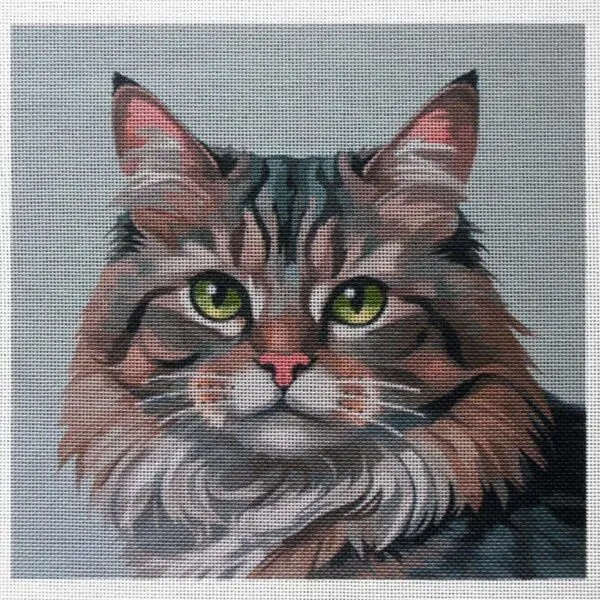 Maine Coon 2 Cat Needlepoint Canvas