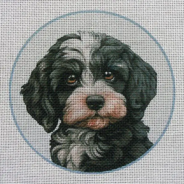Black Cavapoo Needlepoint Canvas
