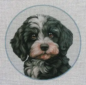 Black Cavapoo Needlepoint Canvas