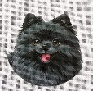 Pomeranian Black 2 Needlepoint Canvas