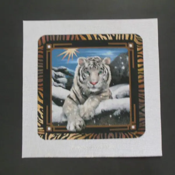 White Tiger Needlepoint Canvas