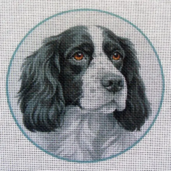 Springer Spaniel Black Needlepoint Canvas