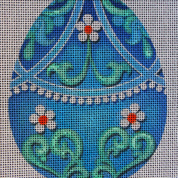 Blue Daisy Egg Needlepoint Canvas