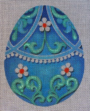 Blue Daisy Egg Needlepoint Canvas