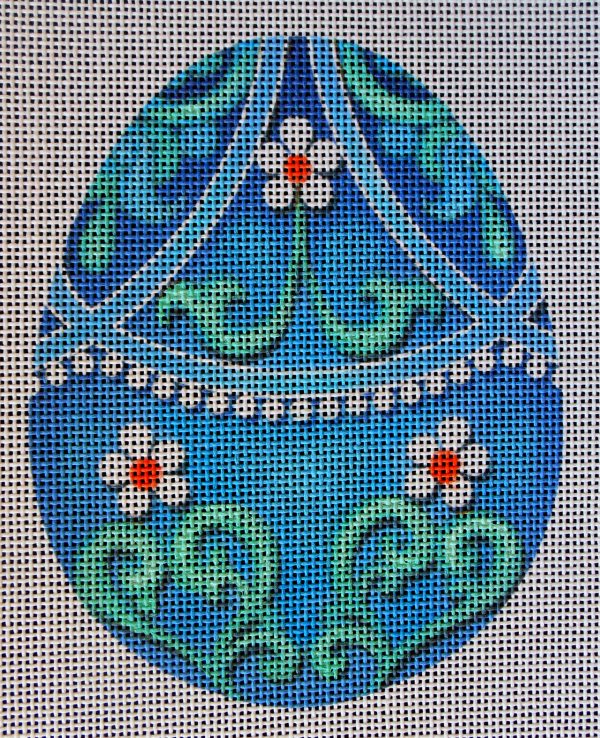 Blue Daisy Egg Needlepoint Canvas