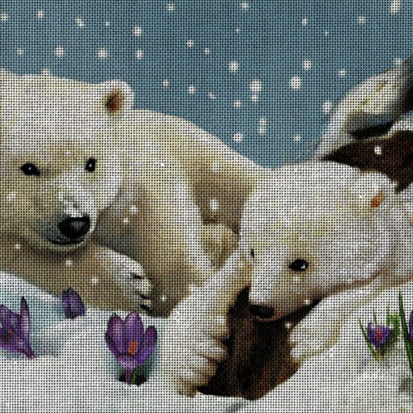 Snowy Polar Bears Needlepoint Canvas