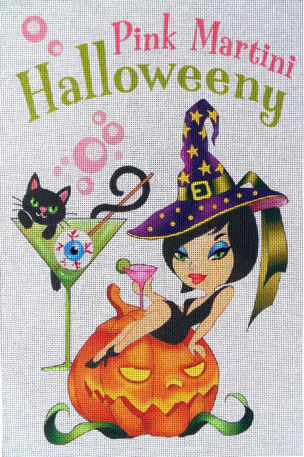 Pink Martini Halloweeny Needlepoint Canvas