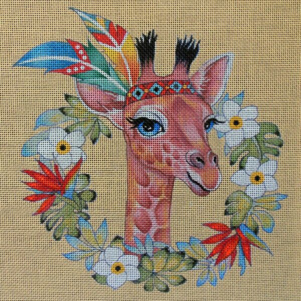 Good Luck Giraffe Needlepoint Canvas
