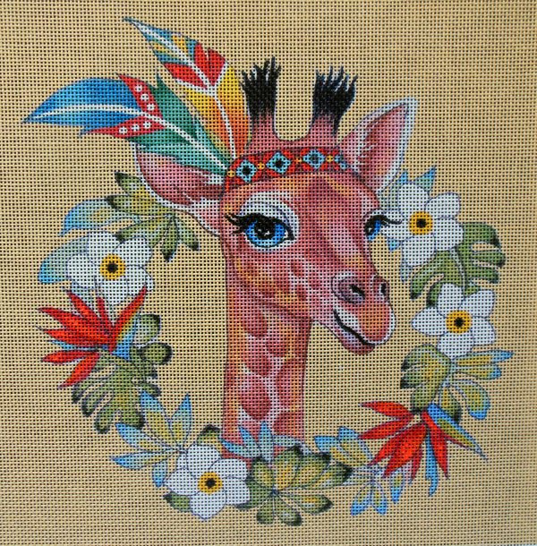Good Luck Giraffe Needlepoint Canvas