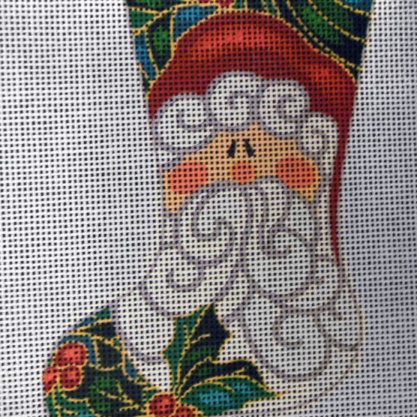 Santa in Holly Needlepoint Canvas