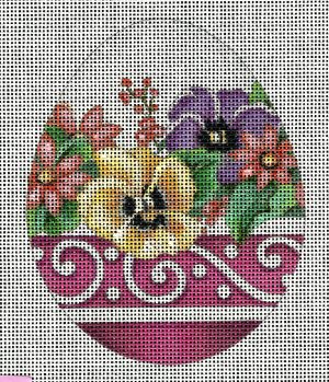 Potted Pansy Egg Needlepoint Canvas