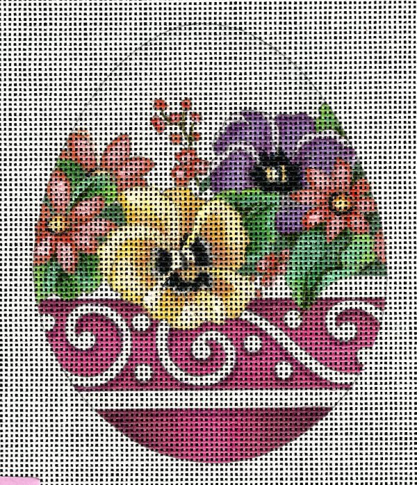 Potted Pansy Egg Needlepoint Canvas