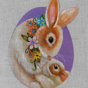 Bunny & Mom Egg Needlepoint Canvas