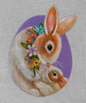 Bunny & Mom Egg Needlepoint Canvas