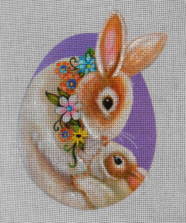 Bunny & Mom Egg Needlepoint Canvas