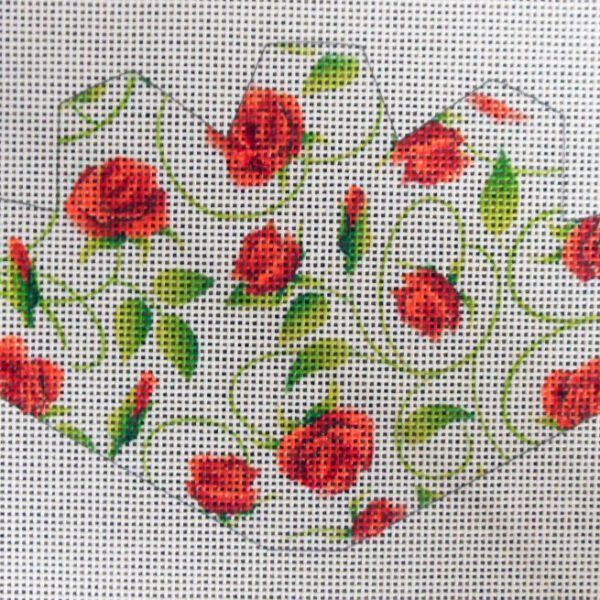 Rose Swirl Strawberry Needlepoint Canvas