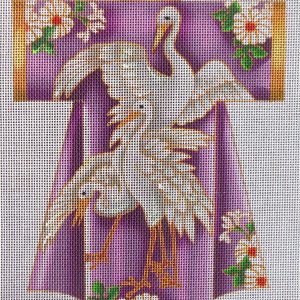 Snowy Cranes Kimono Needlepoint Canvas