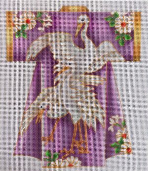 Snowy Cranes Kimono Needlepoint Canvas