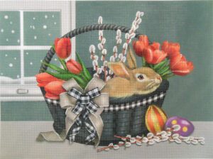 CORAL TULIPS Needlepoint Canvas