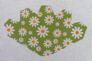 Mod Daisies (green) Strawberry